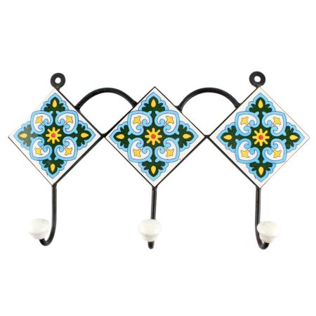 Turquoise Ceramic Tile Wall Hook